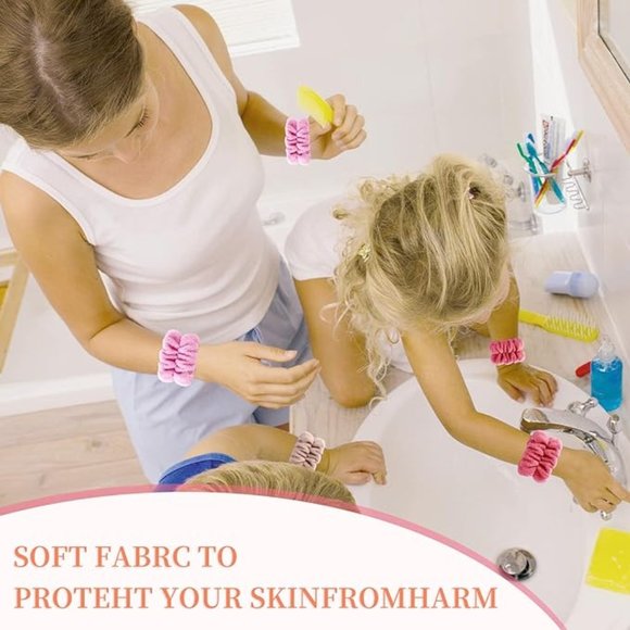 BOGOWomen's Face Washing Wristbands Wrist Towels for Washing Face 1 set(2 bands) - Picture 5 of 16